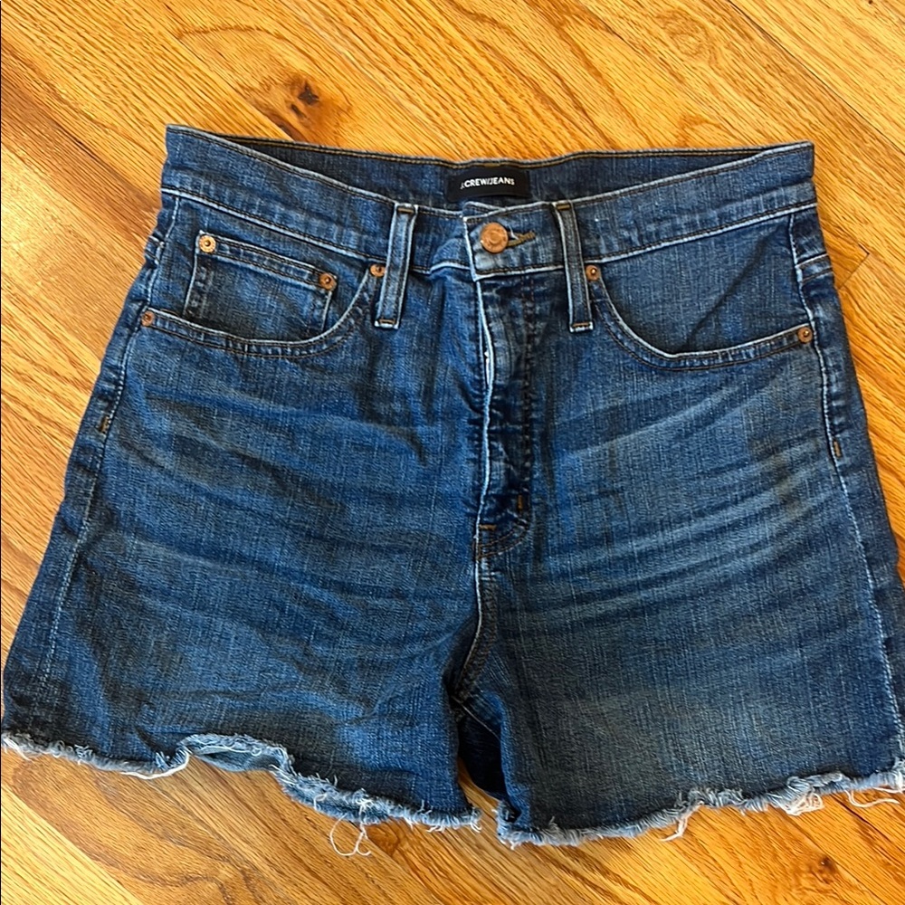 J. Crew Blue Jean Shorts High-Waisted Frayed Hem